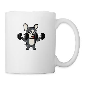 Fitness Dog with Dumbbells Funny Dog Owner - Mug - white - Right