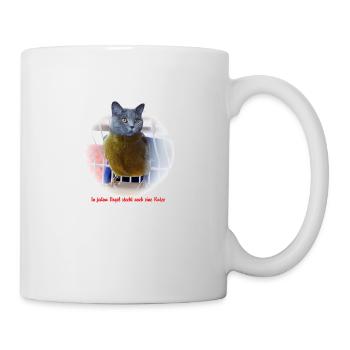 Katzen Vogel Poster - Tasse - Weiß - Rechts