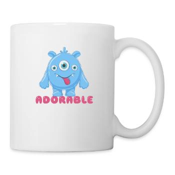 Adorable little cheerful monster. Funny gift idea. - Mug - white - Right