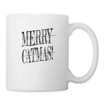 beach christmas tree comic i love cats bday - Tasse - Weiß - Rechts