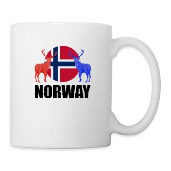 Norvège Norvège Norvège Drapeau Cerfs Silhouettes - Mug blanc - blanc - Droite