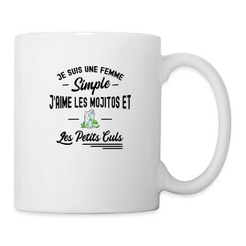 femme simple / j aime les mojitos et les culs - Mug blanc - blanc - Droite