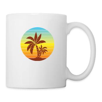 Urlaub Strand Palmen Wellen Sommer Meer Geschenk - Tasse - Weiß - Rechts
