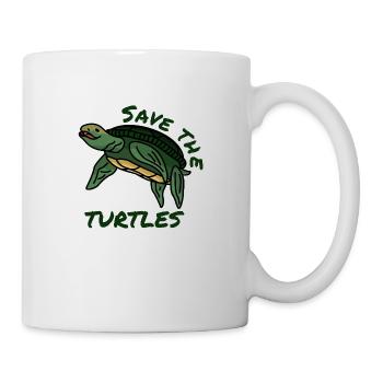 Rettet die Schildkröten Hilf Spruch Umwelt Plastik - Tasse - Weiß - Rechts