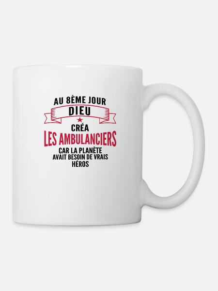 dieu créa les ambulanciers / humour ambulancier - Mug blanc - blanc