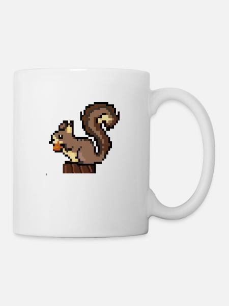 Eichhörnchen Pixel Art Geschenkidee - Tasse - Weiß
