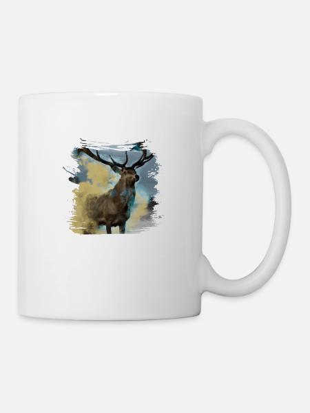 Abstrakter Hirsch - Tasse - Weiß