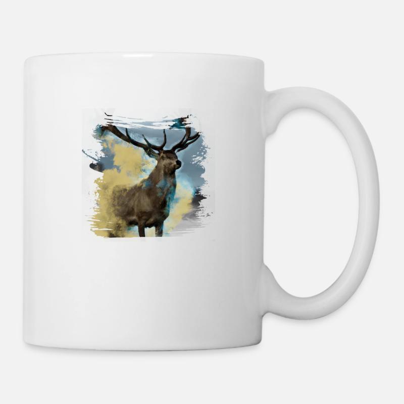 Abstrakter Hirsch - Tasse - Weiß