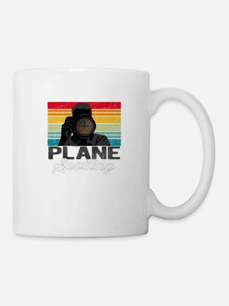 Plane Spotter Sunset - Vintage Geschenk Flugzeug - Tasse - Weiß