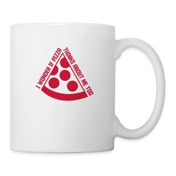 pizza thinks about me - Tasse - Weiß - Rechts