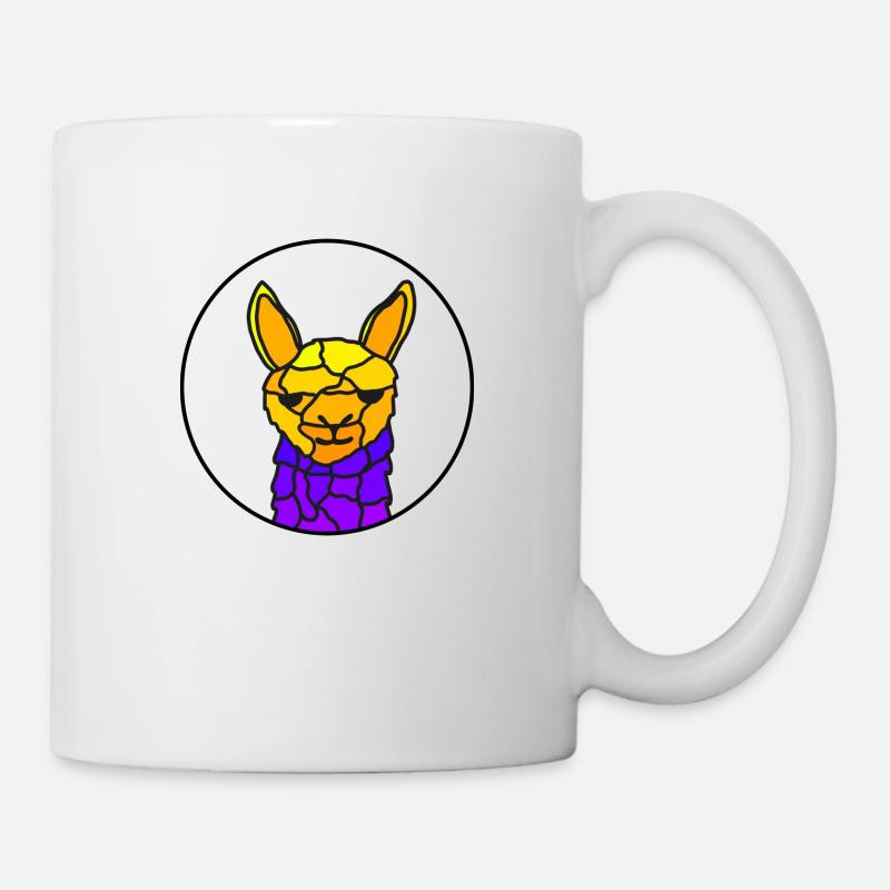 Lama, yellow blue - Tasse - Weiß