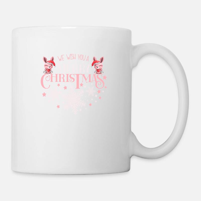Nous vous souhaitons un joyeux Noël Mignons Lapins Roses - Mug blanc - blanc