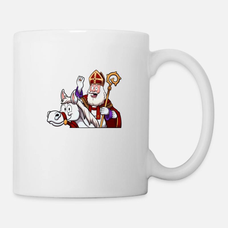 Saint Nicolas à cheval - Mug blanc - blanc
