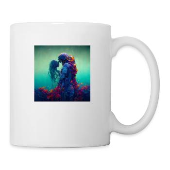 Astronaut küsst Meerjungfrau unter wasser - Tasse - Weiß - Rechts