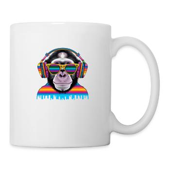 Singe accroche-regard avec écouteurs et lunettes de soleil - Mug blanc - blanc - Droite