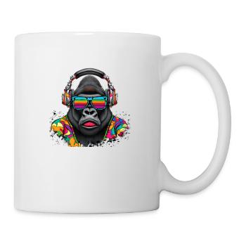 Hingucker Gorilla mit Kopfhörern und Sonnenbrille - Tasse - Weiß - Rechts