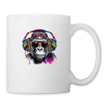 Hingucker Affe mit Kopfhörern und Sonnenbrille - Tasse - Weiß - Rechts