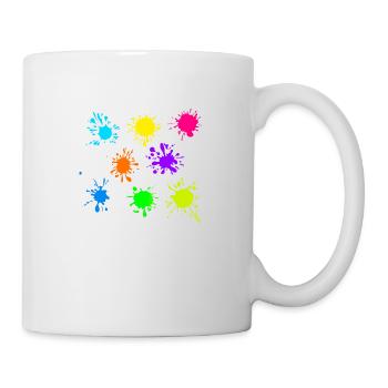 Bunte Farbkleckse Farbspritzer - Tasse - Weiß - Rechts