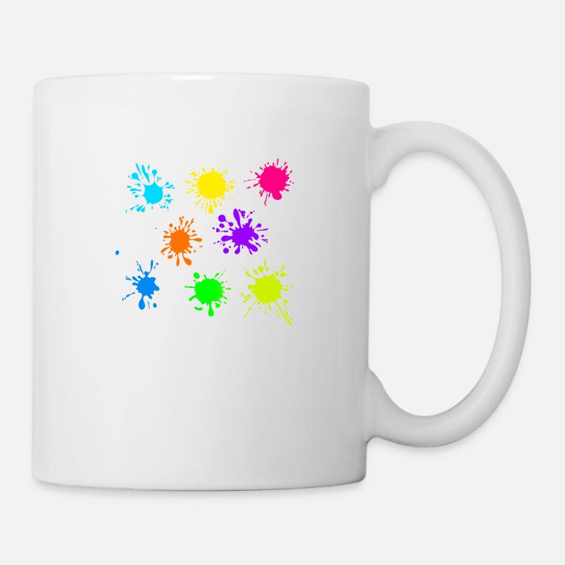 Bunte Farbkleckse Farbspritzer - Tasse - Weiß
