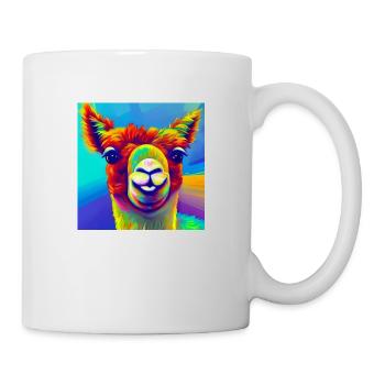 Buntes Lama - Tasse - Weiß - Rechts
