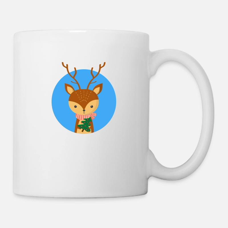 Cerf et arbre de Noël - Mug blanc - blanc
