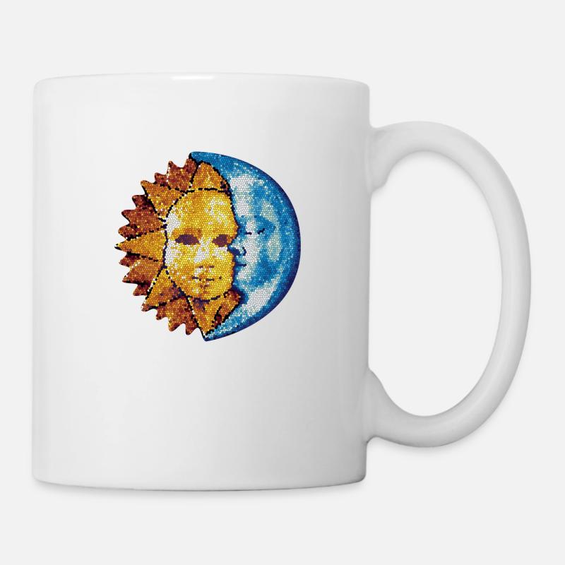 Soleil Lune Mosaïque Astrologie symbole mystique - Mug blanc - blanc