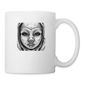 Human-Alien. Face in black and white - Mug - white - Right