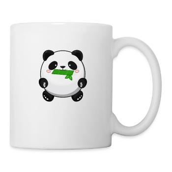 Fat Panda mit Bambus - Pandabär Cute Kawaii Bär - Tasse - Weiß - Rechts