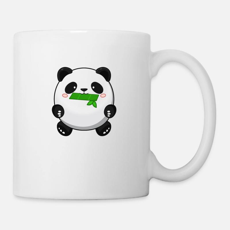 Fat Panda with Bamboo - Panda Cute Kawaii Bear - Mug - white
