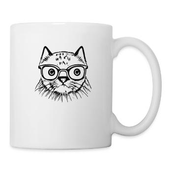 Illustration eines Katzenporträts, Vektor - Tasse - Weiß - Rechts