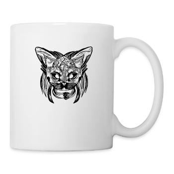 Illustration of a portrait of a cat, vector - Mug - white - Right