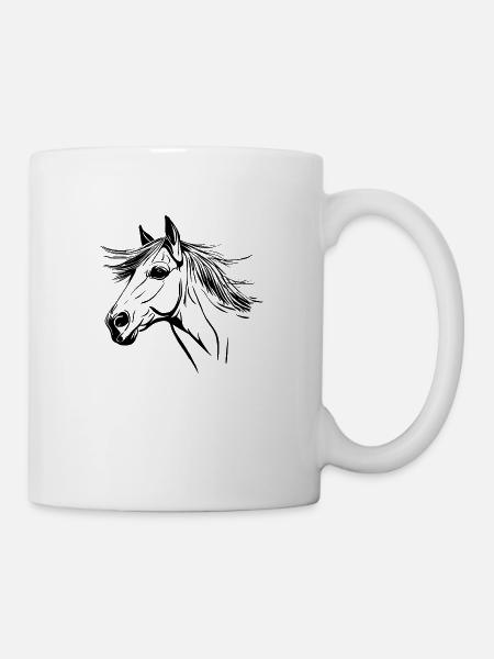 Horse head with mane Horse for light T-shirts - Mug - white
