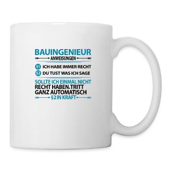 Bauingenieur Geschenkideen Danke Abschied Master - Tasse - Weiß - Rechts