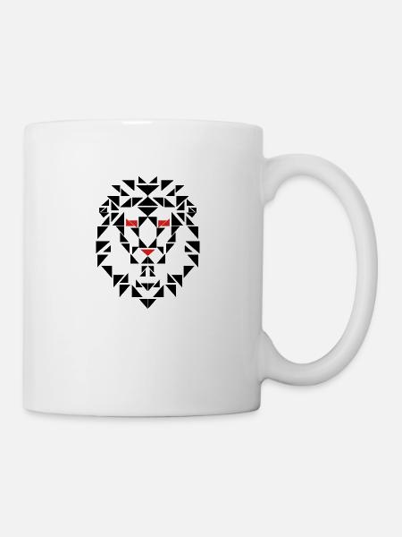 Geometrischer Löwe - Tasse - Weiß
