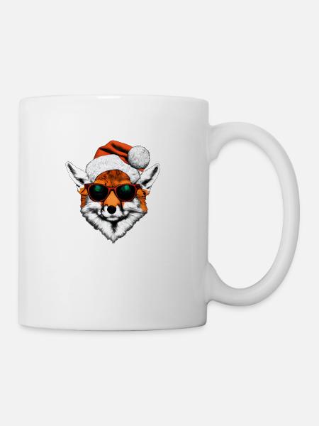 Cool Weihnachten Christmas Fuchs mit Sonnenbrille - Tasse - Weiß