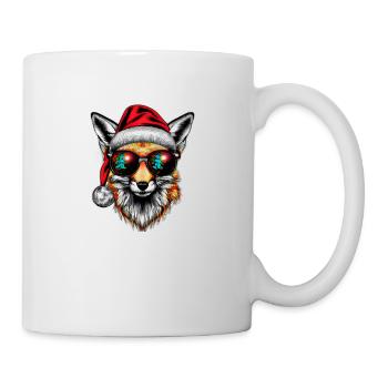 Renard de Noël avec des lunettes de soleil colorées - Mug blanc - blanc - Droite