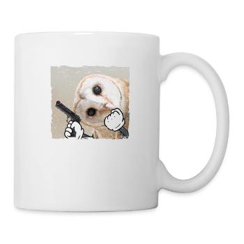 Eule bewaffnet Birds Vogel Gangster - Tasse - Weiß - Rechts