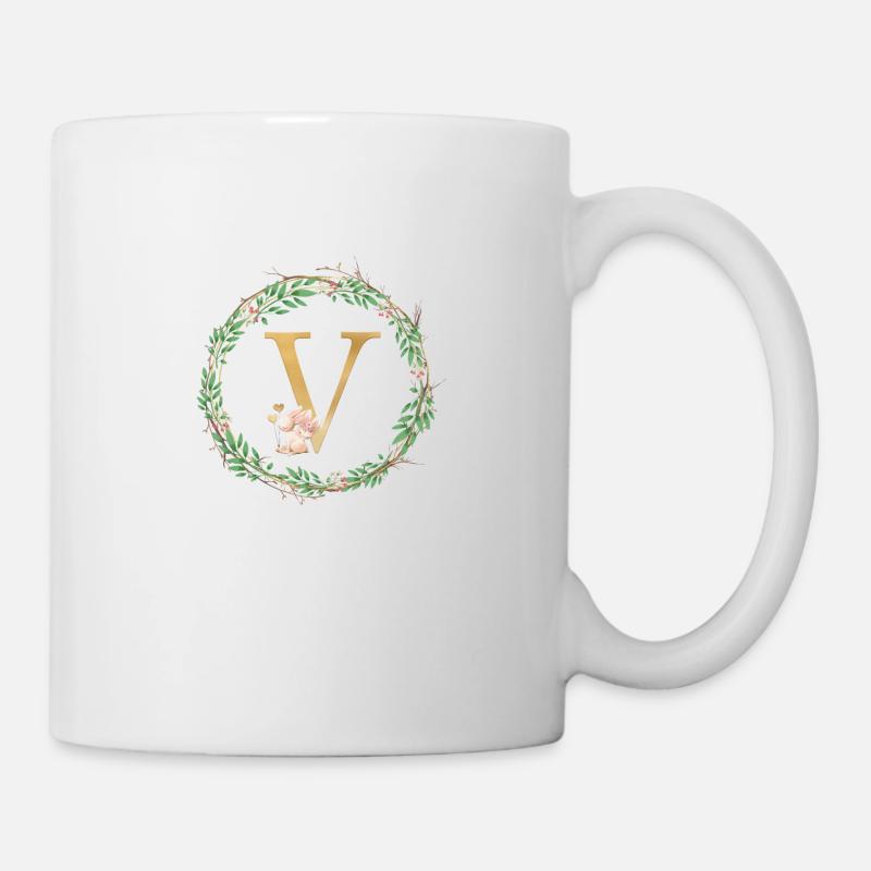 Customizable Monogram V - Mug - white