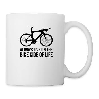 Vélo de triathlon Toujours vivre du côté vélo de la vie - Mug blanc - blanc - Droite