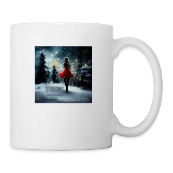 This Christmas girl in a red dress - Mug - white - Right