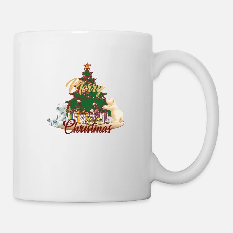 Bears decorate the christmastree - Mug - white