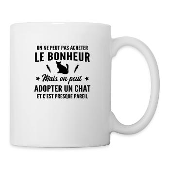 bonheur - adopter un chat / cadeau humour chat - Mug blanc - blanc - Droite