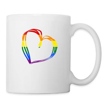 LGBTQ Pride Flag LOVE Lesbian heart - Mug - white - Right