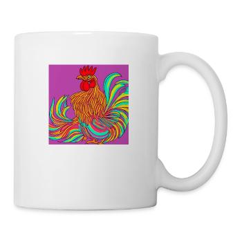Illustration d’un coq, dans un style abstrait - Mug blanc - blanc - Droite