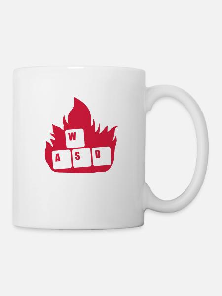 Heiße Flammen WASD Nerd - Tasse - Weiß