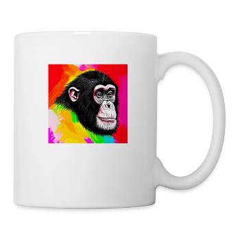 Illustration eines Porträts eines Schimpansen - Tasse - Weiß - Rechts