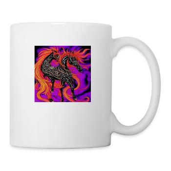 Abstrakte Darstellung eines Pferdes - Tasse - Weiß - Rechts
