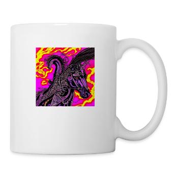 Abstrakte Darstellung eines Pferdes - Tasse - Weiß - Rechts