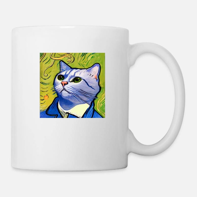 Chat peint par Van Gogh - Mug blanc - blanc