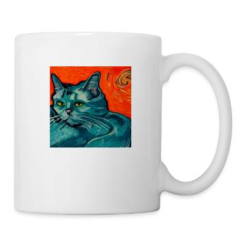 Katze gemalt von Van Gogh - Tasse - Weiß - Rechts